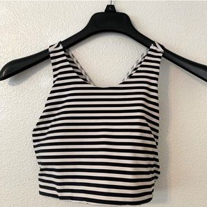 Athleta Maldives Swim top Size M Striped Black White